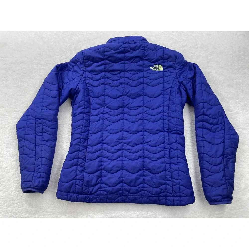 The North Face Thermoball Puffer Jacket Womens‎ Small Blue Lime Green Full Zip